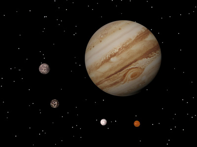 木星和木星 木卫四，ganym 的四个伽利略卫星