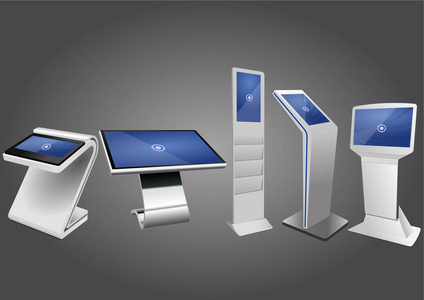 五宣传互动信息亭, 广告展示, 终端展台, 触摸屏显示屏。模拟模板