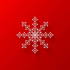 白色雪花平面图标与红色背景, 矢量, 插图, eps 文件