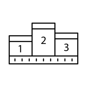 冠军领奖台平面图标查出在白色背景, 向量, 例证