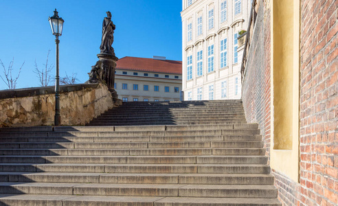 布拉格, 捷克共和国, 城堡区, 通往城堡宫殿正门的台阶