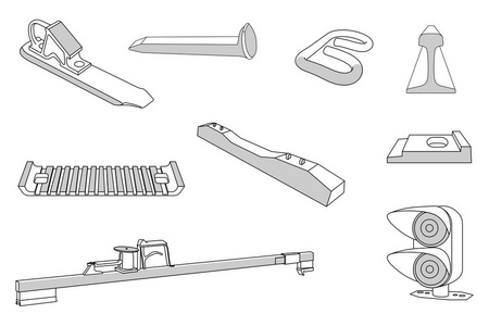 铁路工具和物体的矢量图解