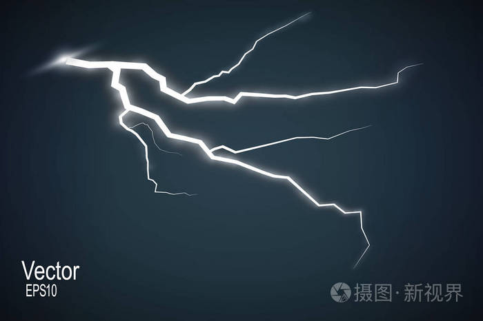 插画 组的闪电.雷电风暴和闪电.魔术和明亮的灯光效果.eps