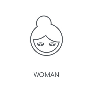 女人线性 图标。女性概念笔画符号设计。薄的图形元素向量例证, 在白色背景上的轮廓样式, eps 10