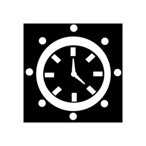 时钟图标矢量隔离在白色背景, 时钟透明符号, 黑色时间符号