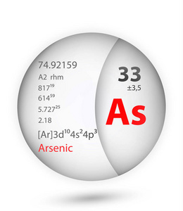 标记样式中的砷图标。周期性表元素砷图标。一个化学标志集合图标可以用于在白色背景上的 UiUx