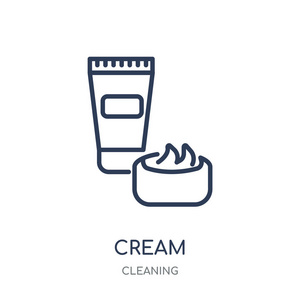 奶油 图标。奶油线性符号设计从清洁收集。简单的大纲元素向量例证在白色背景