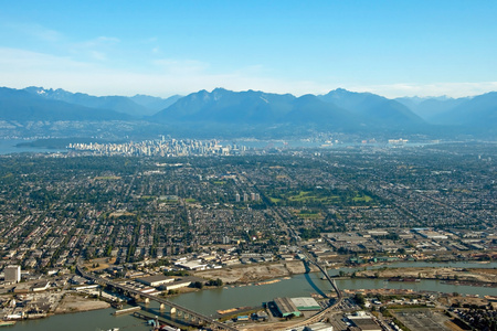 与不列颠哥伦比亚省温哥华市中心的鸟瞰图