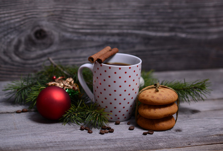 cup 啡与饼干为圣诞节的早晨