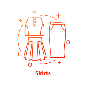 裙子概念图标。女装。服装店理念细线例证。向量被隔绝的轮廓图