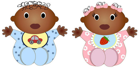 双非洲婴儿男孩和 girl.vector 图的两个孩子