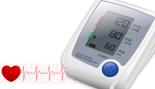 血压监视器，文本和心跳的空间。矢量