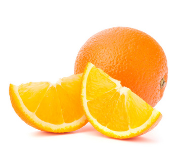 整个橙色水果和他段或 cantles