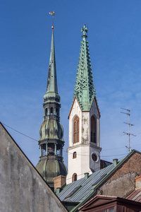 拉脱维亚里加古老教堂的屋顶