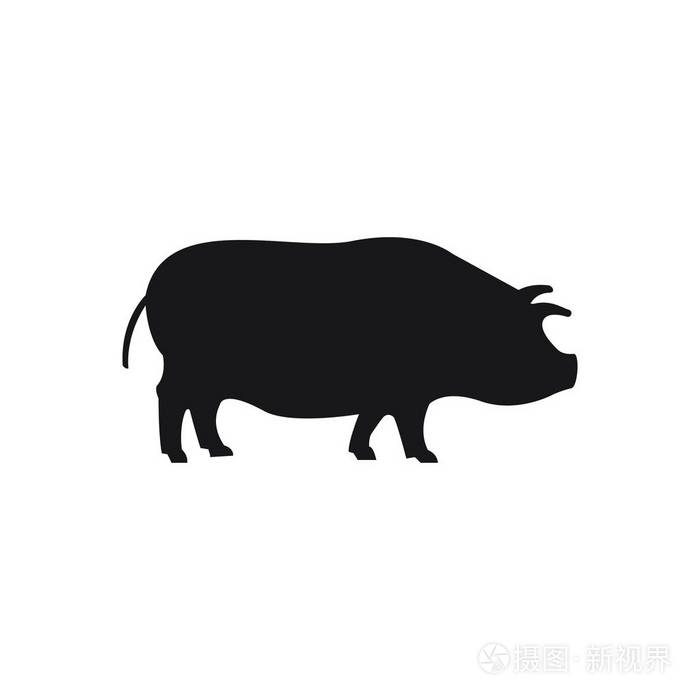 猪黑sihouette 在白色背景新年标志