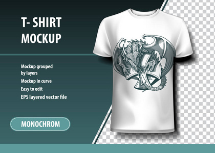 龙盗十字架。t恤模板 完全可编辑插画