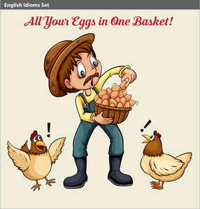 英语成语显示一个农民拿着鸡蛋篮图片