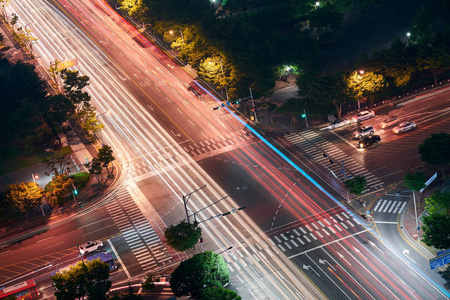 政府复杂站十字路口夜景, 大田, 在韩国