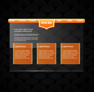 网站模板与橙色横幅