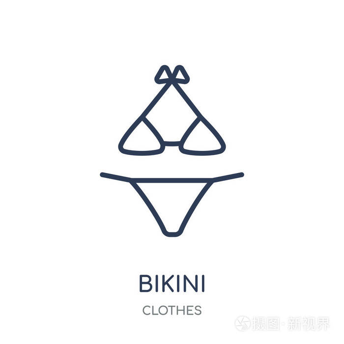 插画 比基尼图标.比基尼线性符号设计从服装收藏.