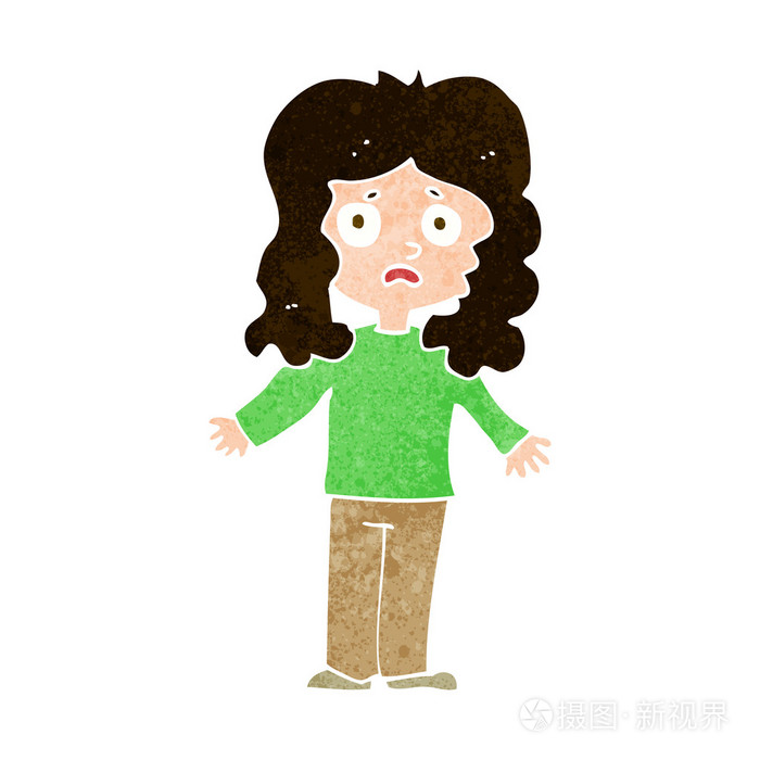 卡通焦虑的女人