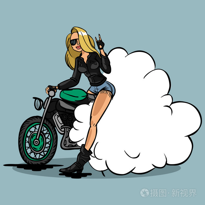 有趣的矢量卡通创辉骑自行车的女孩在针向上风格孤立无援