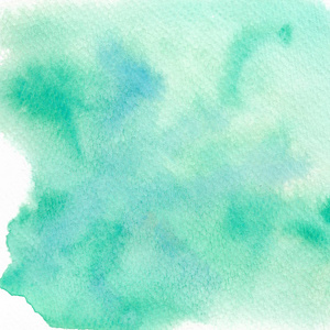 绿色抽象水彩背景。手绘插图