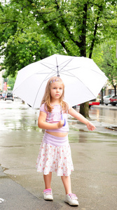 小女孩用一把伞