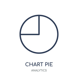图表饼图图标。来自分析集合的图表饼线性符号设计。简单的大纲元素向量例证在白色背景