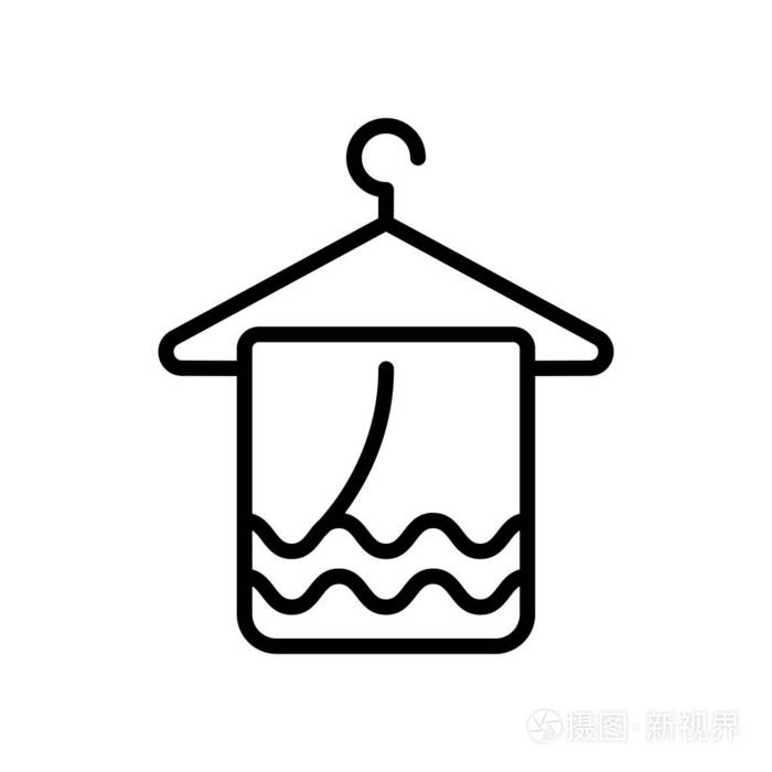 在白色背景,毛巾透明符号,线条和轮廓元素的线性样式中隔离的毛巾图标