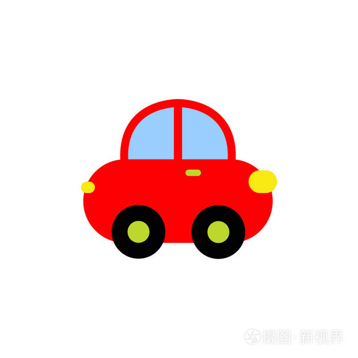 五颜六色的动画片汽车的向量例证.红色卡通车