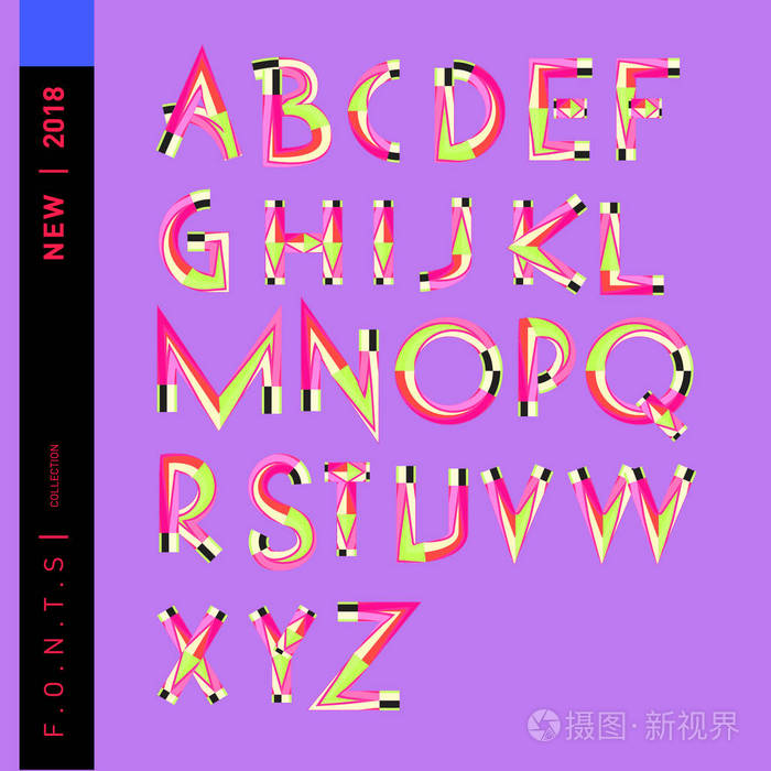 抽象彩色字体和字母表的矢量