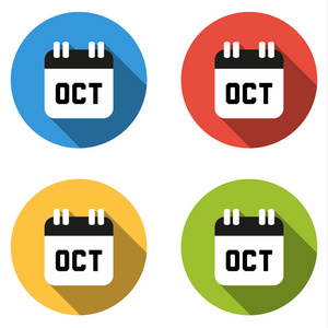 十月 凯丽 4 孤立平彩色按钮的集合