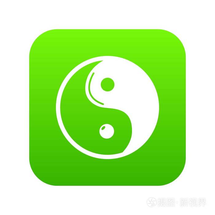 阴阳符号道教图标绿色向量