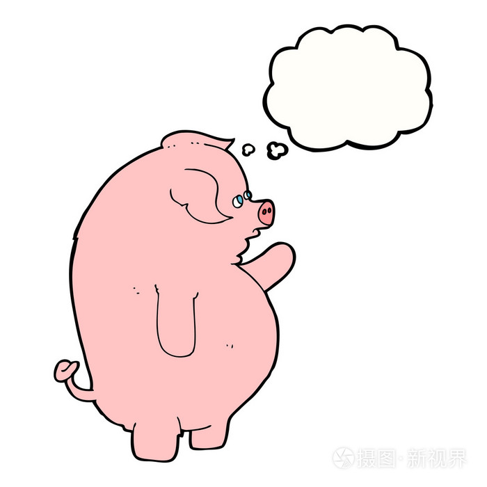 动漫与思想泡泡的胖猪