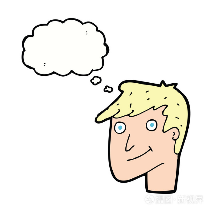 卡通漫画与思想泡泡的快乐人