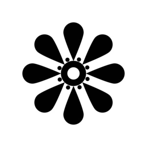 花图标向量被隔离在白色背景, 花透明符号, 黑色符号