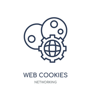 网络 cookie 图标。网络 cookie 线性符号设计从网络集合。简单的大纲元素向量例证在白色背景