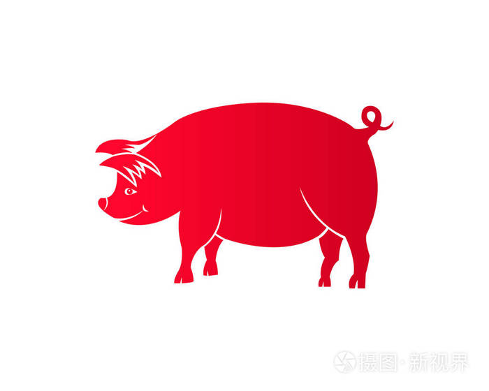 中国生肖 红纸猪 农历新年快乐2019年猪
