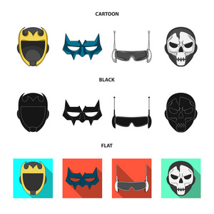 矢量设计的英雄和面具的标志。收集英雄和超级英雄的股票矢量图标