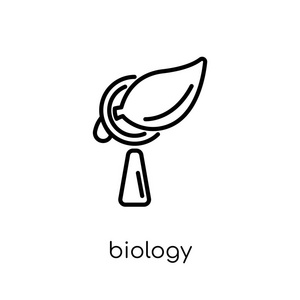 生物图标。时尚现代平面线性向量生物图标在白色背景从细线汇集, 概述向量例证