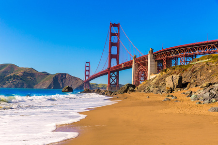旧金山金门桥马歇尔加州海滩图片