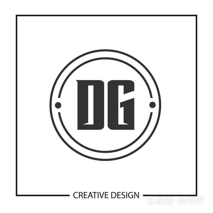 初始字母 dg 徽标模板设计向量插图