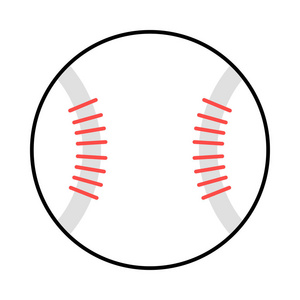 垒球球平面图标隔离在白色背景, 矢量, 插图
