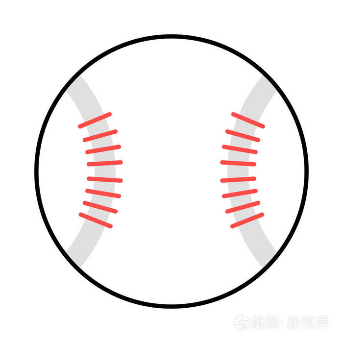 垒球球平面图标隔离在白色背景, 矢量, 插图