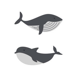 鲸鱼海豚海设计图标矢量集