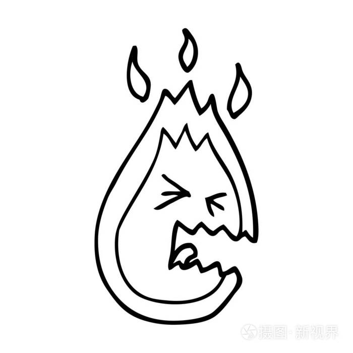 线条画动画片热愤怒的火焰