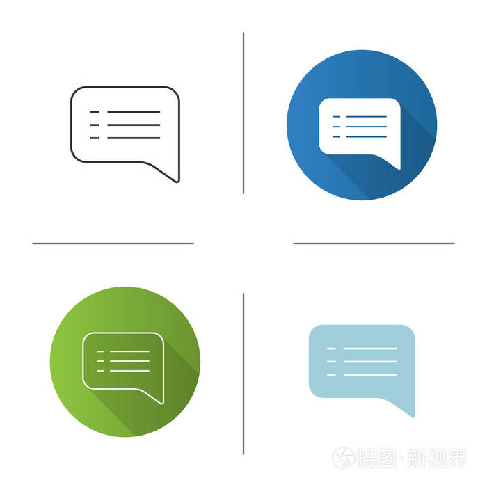 样式轮廓线性,平面设计,语音和气泡图标绘制可见颜色线时用图片