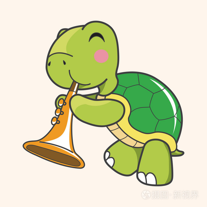 动物乌龟玩乐器卡通主题元素插画-正版商用图片0as0xw-摄图新视界