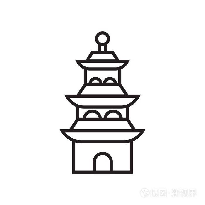 在白色背景下的宝塔图标矢量符号和符号隔离